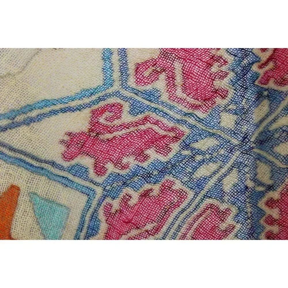 Oversized Boho Patchwork Print Scarf Woven Artsy Folk Shawl Wrap 31